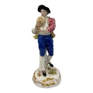 Meissen Germany Hand Painted Porcelain Figurine Bagpipe Derbyshire c1900